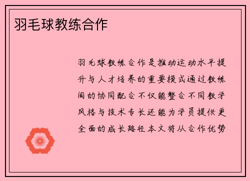 羽毛球教练合作
