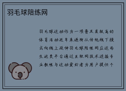羽毛球陪练网