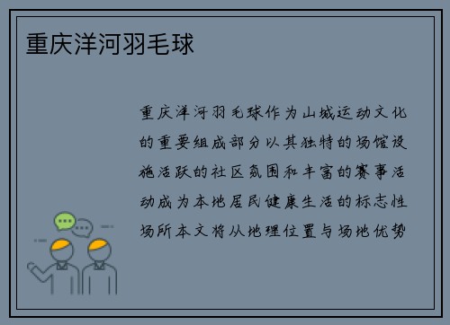 重庆洋河羽毛球